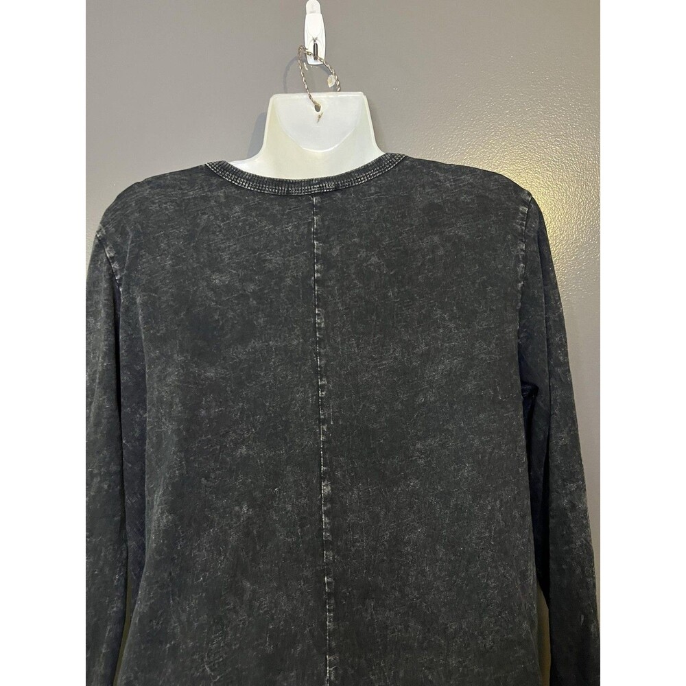 Jess & Jane Tunic Top Womens Large Black Bamboo Graphic Pockets Long Sleeve USA - Picture 9 of 12
